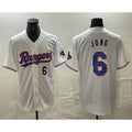 T.Rangers #6 Josh Jung Number White 2024 Gold Collection Limited Cool Base Jersey
