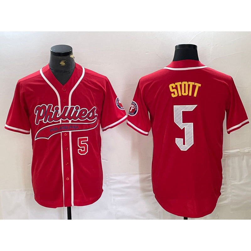P.Phillies #5 Bryson Stott Number Red Cool Base Stitched Jerseys