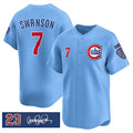 C.Cubs #7 Dansby Swanson Blue 'Ryne Sandberg Tribute' Vapor Limited V3 Stitched Jersey