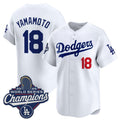 LA.Dodgers #18 Yoshinobu Yamamoto White 2025 Champions Stitched Jersey