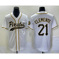 P.Pirates #21 Roberto Clemente White Cool Base Stitched  Jersey