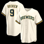 M.Brewers #9 Bob Uecker Cream Home Retired Player Replica Jersey
