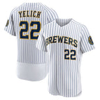 M.Brewers #22 Christian Yelich White Team Alternate Authentic Player Jersey