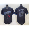 LA.Dodgers #17 Shohei Ohtani Number Lights Out Black Fashion Stitched Cool Base Jersey