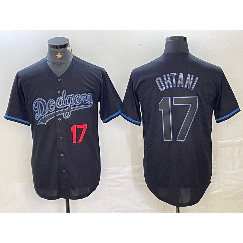 LA.Dodgers #17 Shohei Ohtani Number Lights Out Black Fashion Stitched Cool Base Jersey