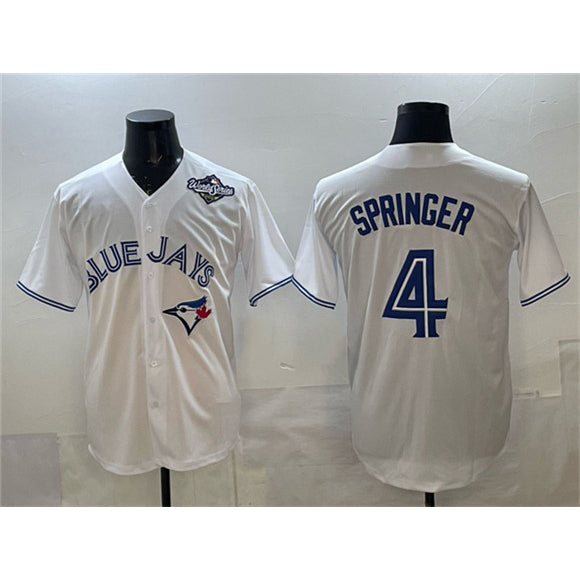 TB.Jays #4 George Springer White 2025 World Series Home Cool Base Stitched Jersey