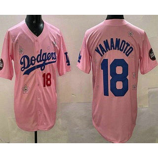 LA.Dodgers #18 Yoshinobu Yamamoto Pink 2025 Tokyo Series Limited Jersey