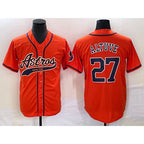 H.Astros #27 Jose Altuve Orange With Patch Cool Base Stitched  Jersey