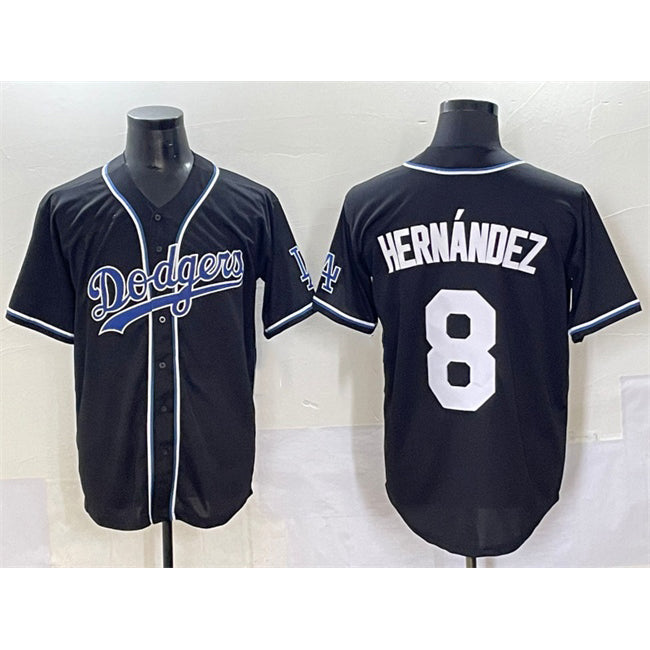 LA.Dodgers #8 Enrique Hernandez Black Fashion Stitched Jersey
