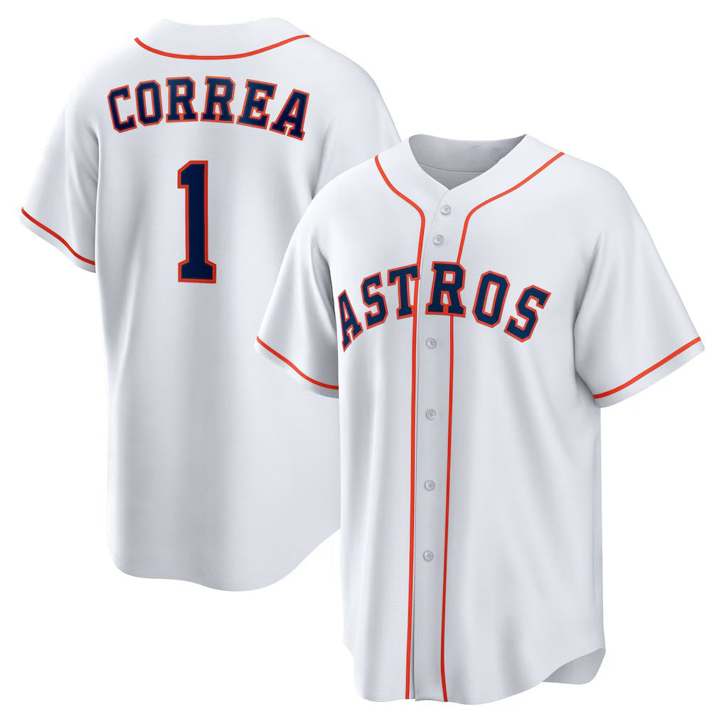 H.Astros #1 Carlos Correa White Home Replica Jersey