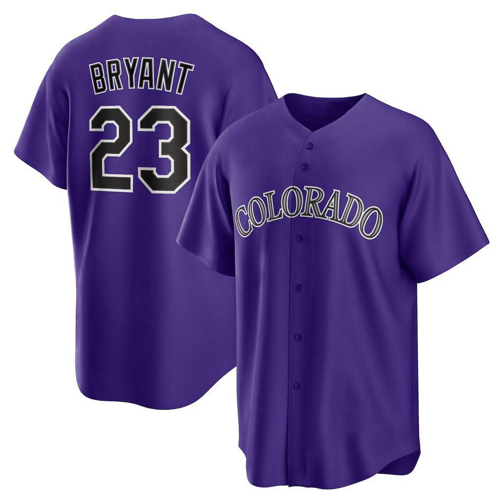 C.Rockies #23 Kris Bryant Purple Alternate Replica Player Jersey