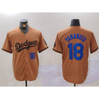 LA.Dodgers #18 Yoshinobu Yamamoto Number Olive Cool Base Limited Stitched Jersey