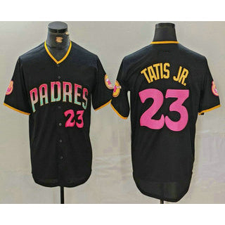 SD.Padres #23 Fernando Tatis Jr. Number Black 20th Anniversary Cool Base Stitched Jersey