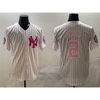 NY.Yankees #2 Derek Jeter Pink With Patch Limited Stitched  Jersey