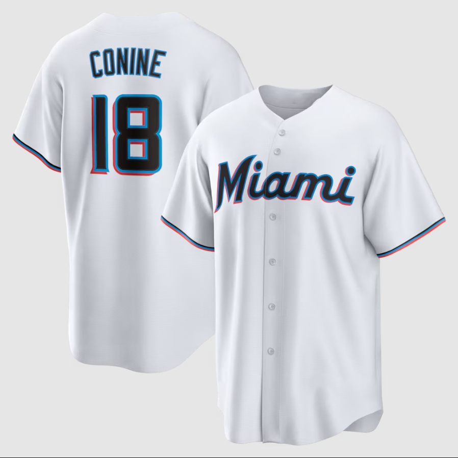 M.Marlins #18 Griffin Conine White Home Replica Jersey