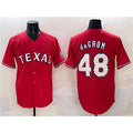 T.Rangers #48 Jacob deGrom Red With Patch Cool Base Stitched Jersey