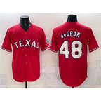 T.Rangers #48 Jacob deGrom Red With Patch Cool Base Stitched Jersey