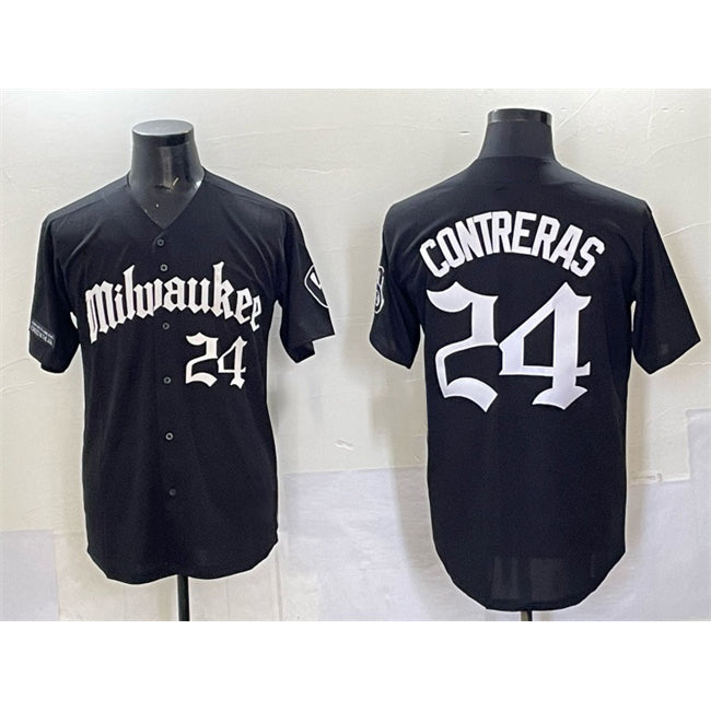 M.Brewers #24 William Contreras Black 'Gothic 414 Shadows Edition' Vapor Premier Limited Stitched Jersey