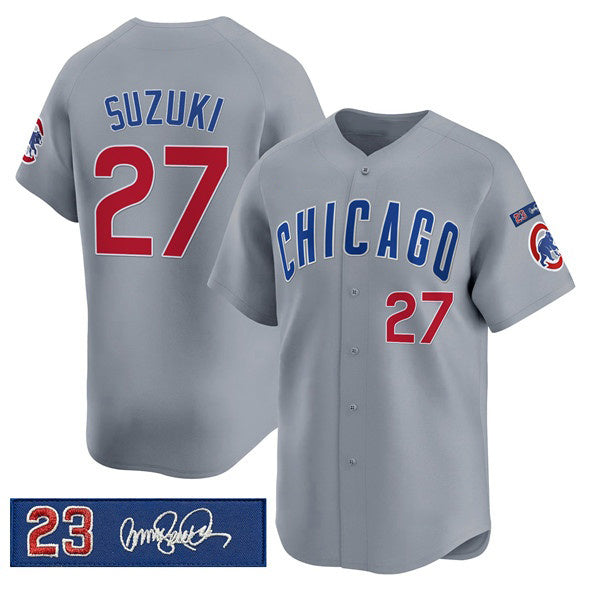 C.Cubs #27 Seiya Suzuki Gray 'Ryne Sandberg Tribute' Vapor Limited V3 Stitched Jersey