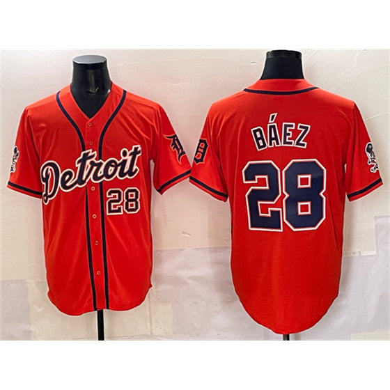 D.Tigers #28 Javier Baez Orange With Patch Vapor Premier Limited Stitched Jersey