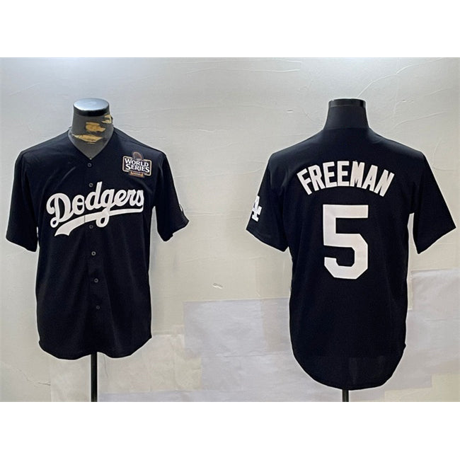 LA.Dodgers #5 Freddie Freeman Black 2024 World Series Cool Base 2 Stitched Jersey