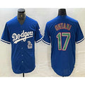 LA.Dodgers #17 Shohei Ohtani Blue Green Stitched Cool 2 Base Jersey