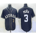 H.Astros #3 Jeremy Pena Number Black Cool Base Stitched Jersey