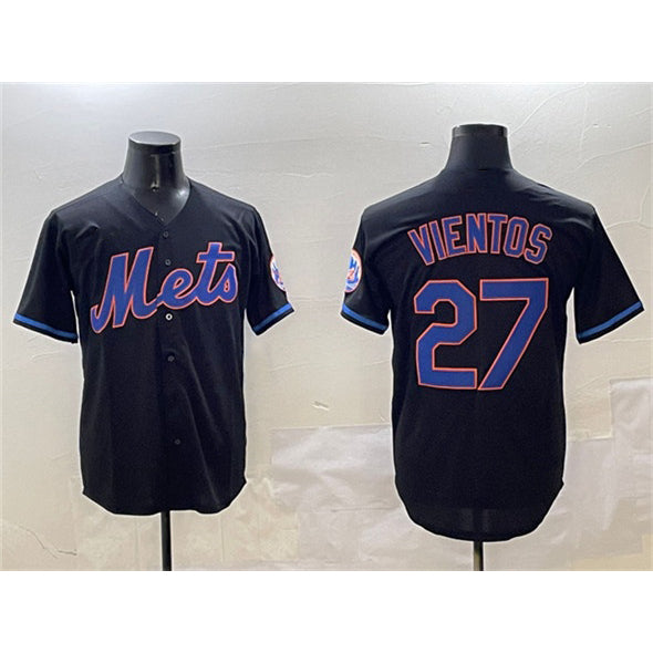NY.Mets #27 Mark Vientos Black Cool Base Stitched Jersey