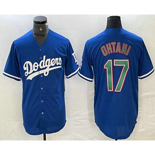 LA.Dodgers #17 Shohei Ohtani Blue Green Stitched Cool Base Jersey