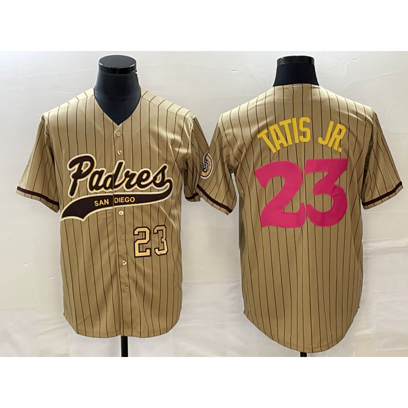 SD.Padres #23 Fernando Tatis Jr. Number Tan NEW 2023 City Connect Cool Base Stitched Jersey