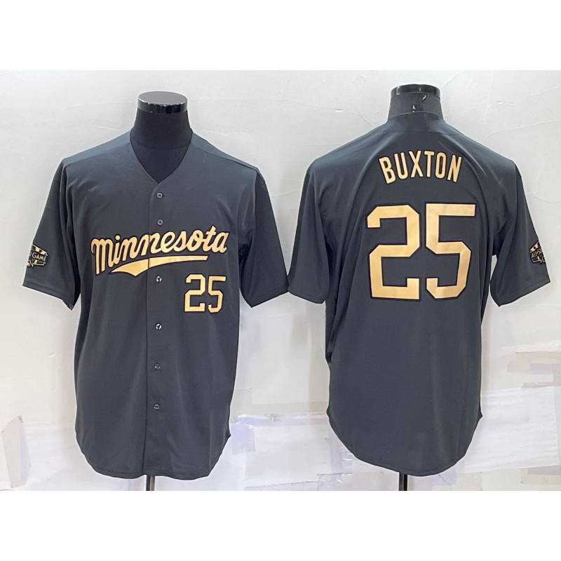 M.Twins #25 Byron Buxton Number Grey 2022 All Star Stitched Cool Base Jersey