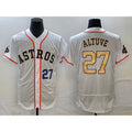 H.Astros #27 Jose Altuve Number 2023 White Gold World Serise Champions Patch Flex Base 2 Stitched Jersey