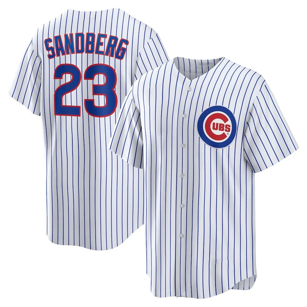 C.Cubs #23 Ryne Sandberg White Home Retired Player Replica Jersey