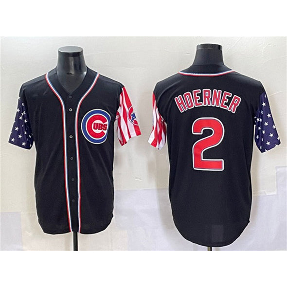 C.Cubs #2 Nico Hoerner Black 2025 Independence Day Vapor Premier Limited Stitched Jersey