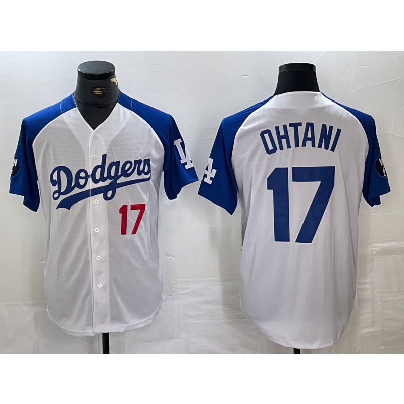 LA.Dodgers #17 Shohei Ohtani Number White Blue Fashion Stitched Cool Base Limited Jersey