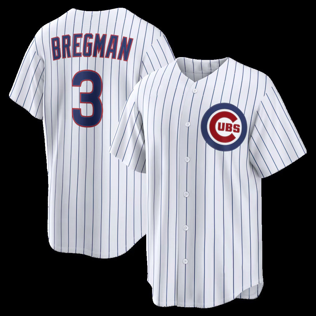 C.Cubs #3 Alex Bregman White Home Replica Jersey