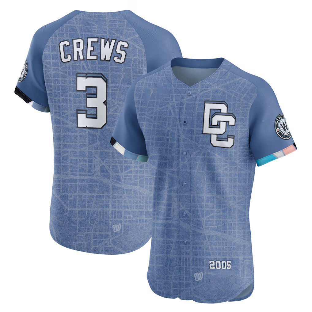 W.Nationals #3 Dylan Crews Blue 2025 City Connect Elite Player Jersey