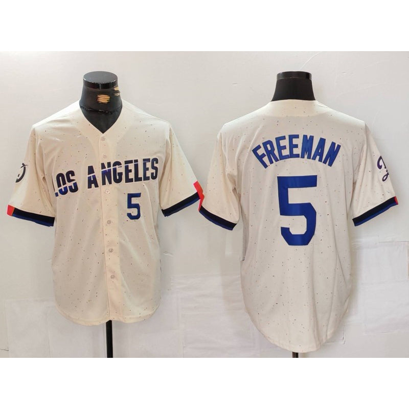 LA.Dodgers #5 Freddie Freeman Number Cream 2024 City Connect Limited Stitched Jersey