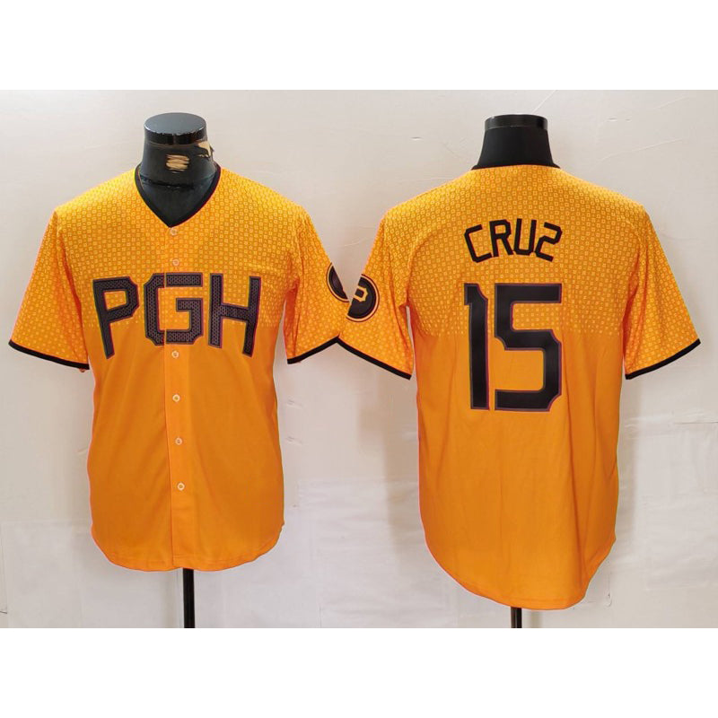 P.Pirates #15 Oneil Cruz Yellow 2023 City Connect 2 Stitched Jersey