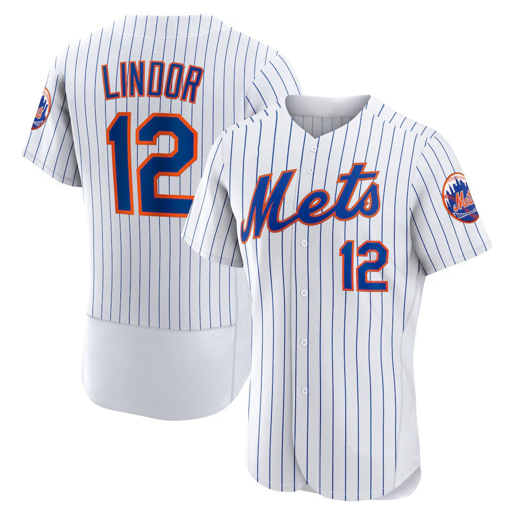 NY.Mets #12 Francisco Lindor White Home Authentic Player Jersey