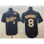 LA.Dodgers #8 Enrique Hernandez Black Gold 2025 World Series Patch Limited Stitched Jersey