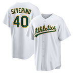O.Athletics #40 Luis Severino White Home Replica Jersey