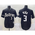H.Astros #3 Jeremy Pena Black Gothic Houston Born Barrio Raised Limited Stitched Jersey