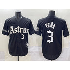 H.Astros #3 Jeremy Pena Black Gothic Houston Born Barrio Raised Limited Stitched Jersey