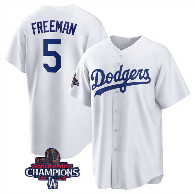 LA.Dodgers #5 Freddie Freeman White 2024 World Series Champions Cool Base Stitched Jersey