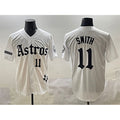 H.Astros #11 Cam Smith White Gothic Houston Born Barrio Raised Limited Stitched Jersey