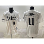 H.Astros #11 Cam Smith White Gothic Houston Born Barrio Raised Limited Stitched Jersey
