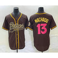 SD.Padres #13 Manny Machado Brown NEW 2023 City Connect Cool Base 2 Stitched Jersey