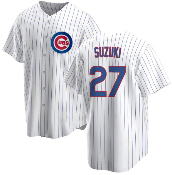 C.Cubs #27 Seiya Suzuki White Cool Base Stitched Jersey