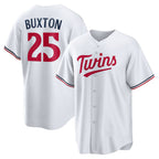 M.Twins #25 Byron Buxton White Home Replica Jersey